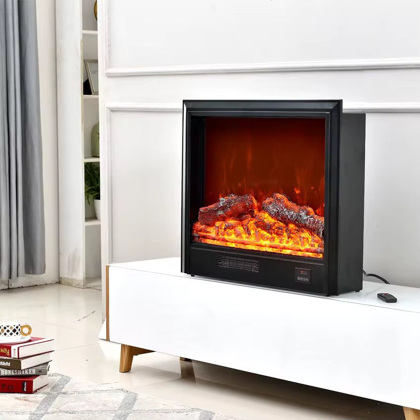Electric fireplace with heat option, multicolored and bluetooth enabled