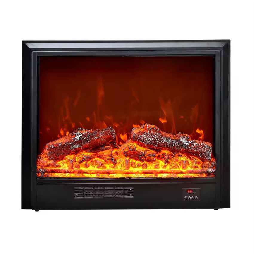 Electric fireplace with heat option, multicolored and bluetooth enabled