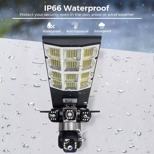 CCTV Solar Camera 4GSIM with 180W Floodlights Triple-lens With two-way talk