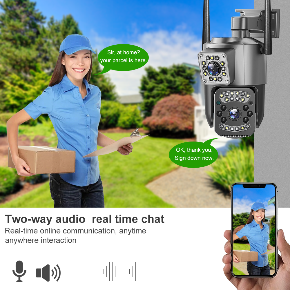 4G 6MP IP Outdoor Camera Dual Lens Bullet Camera Waterproof PTZ Speed Dome CCTV Security 4G Outdoor Dual Lens PTZ Camera 4G