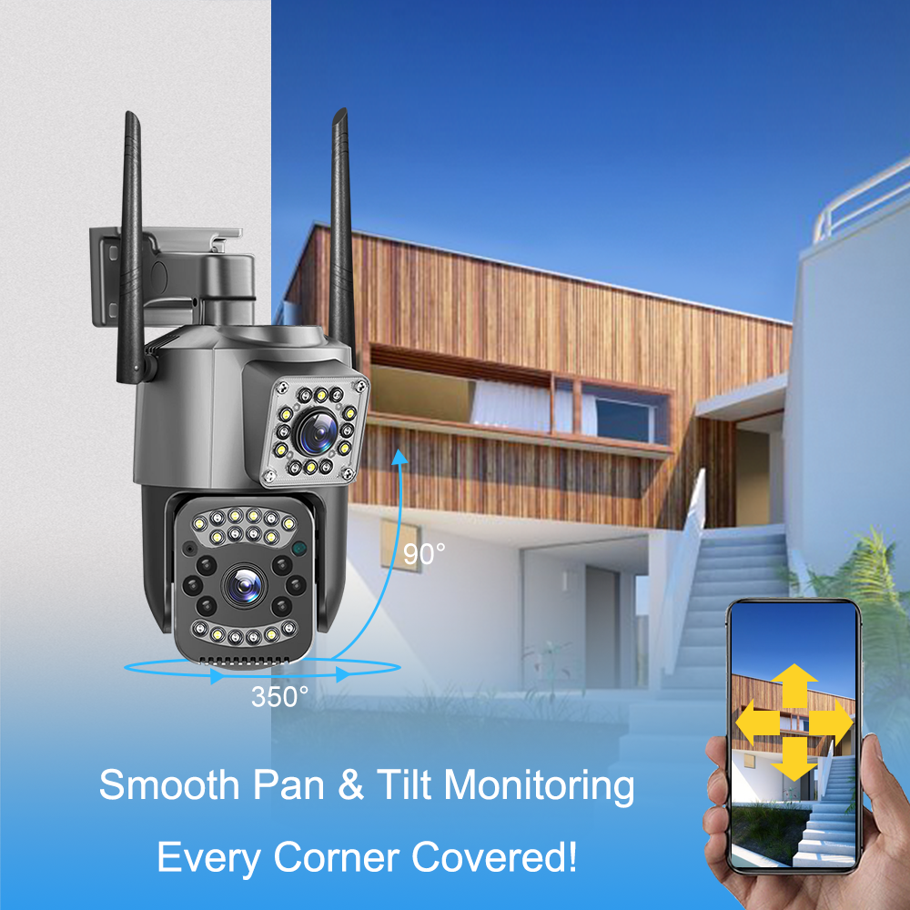 4G 6MP IP Outdoor Camera Dual Lens Bullet Camera Waterproof PTZ Speed Dome CCTV Security 4G Outdoor Dual Lens PTZ Camera 4G