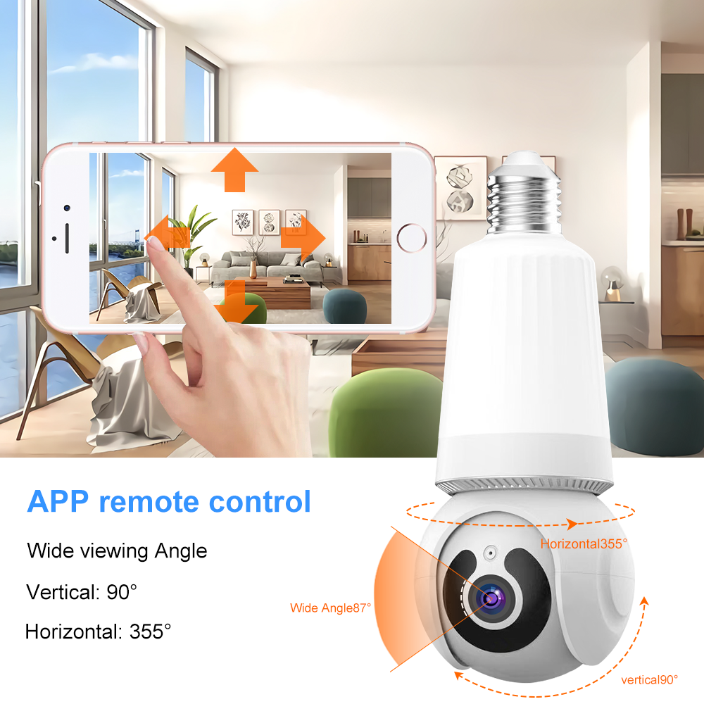 Home Indoor Wifi Wireless Camera Two Way Audio 1080P Night Vision Network Video Light Bulb Camera